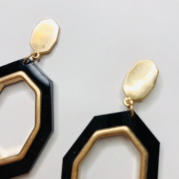 Kimora Celluloid Metal Octagon Hoop Dangle Earring - Picture 7 of 8